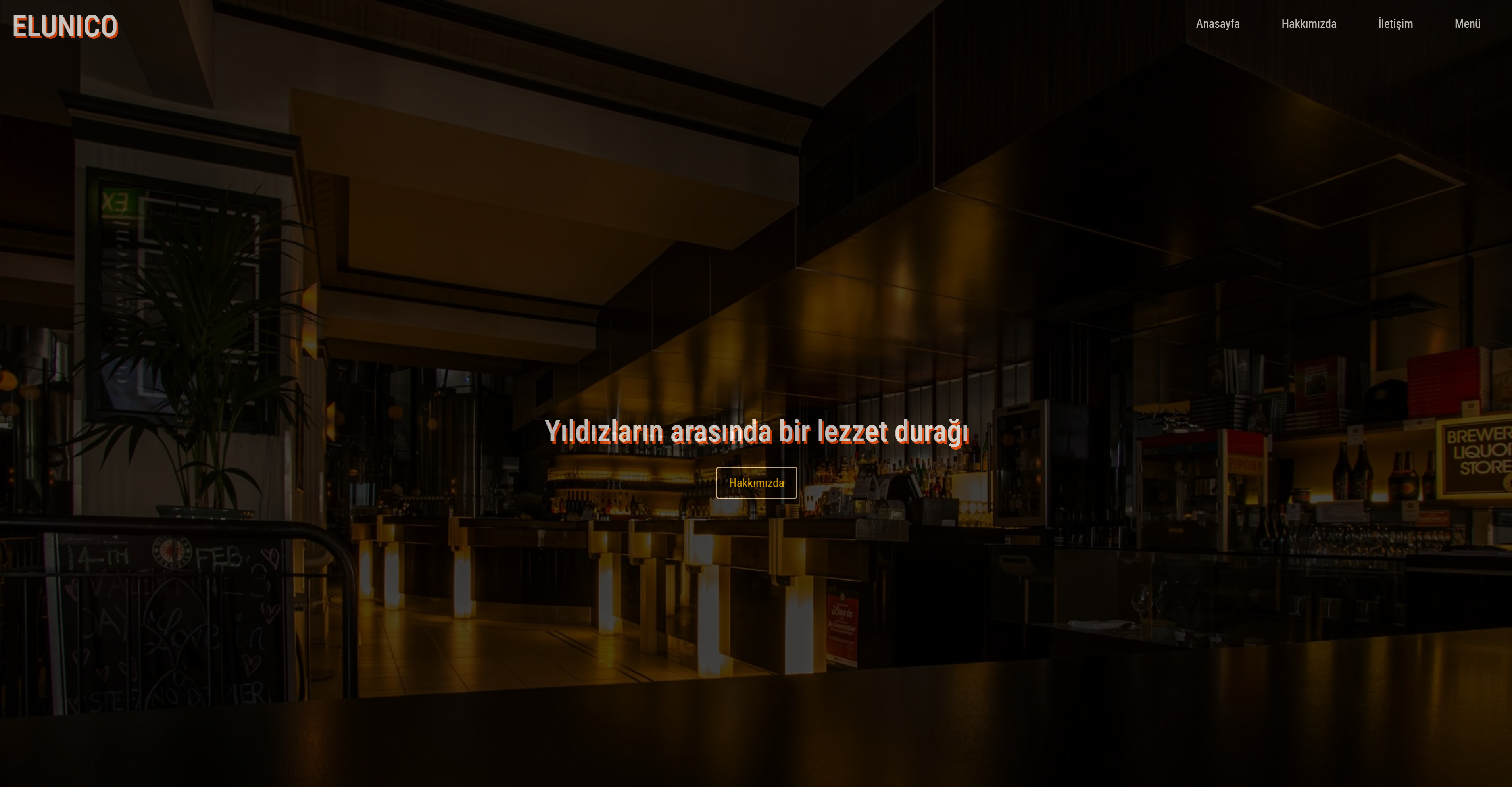 ELUNICO RESTAURANT ana sayfa ekran görüntüsü