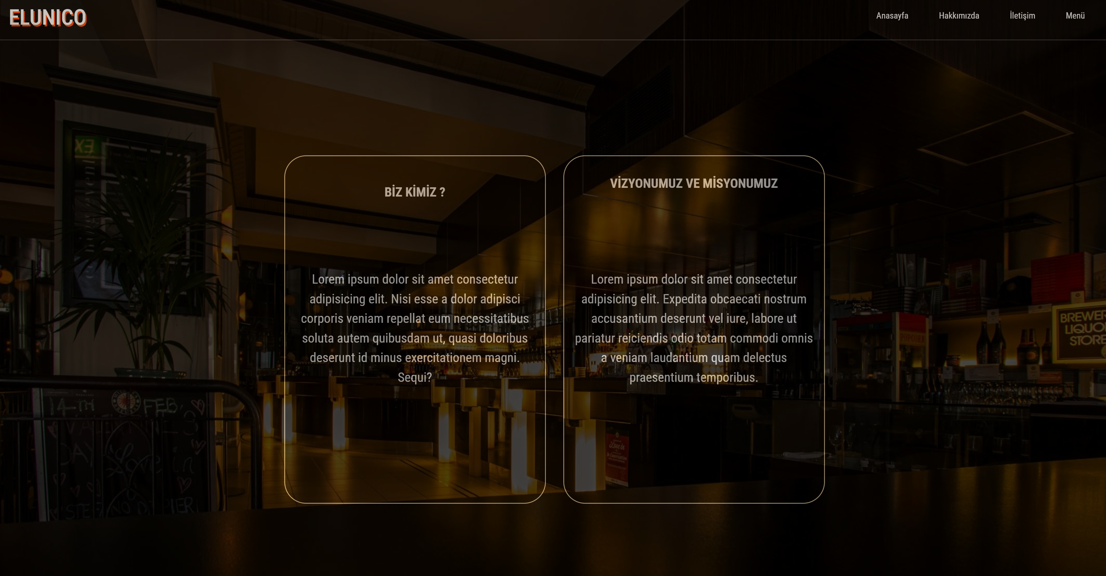 ELUNICO RESTAURANT hakkımızda sayfası