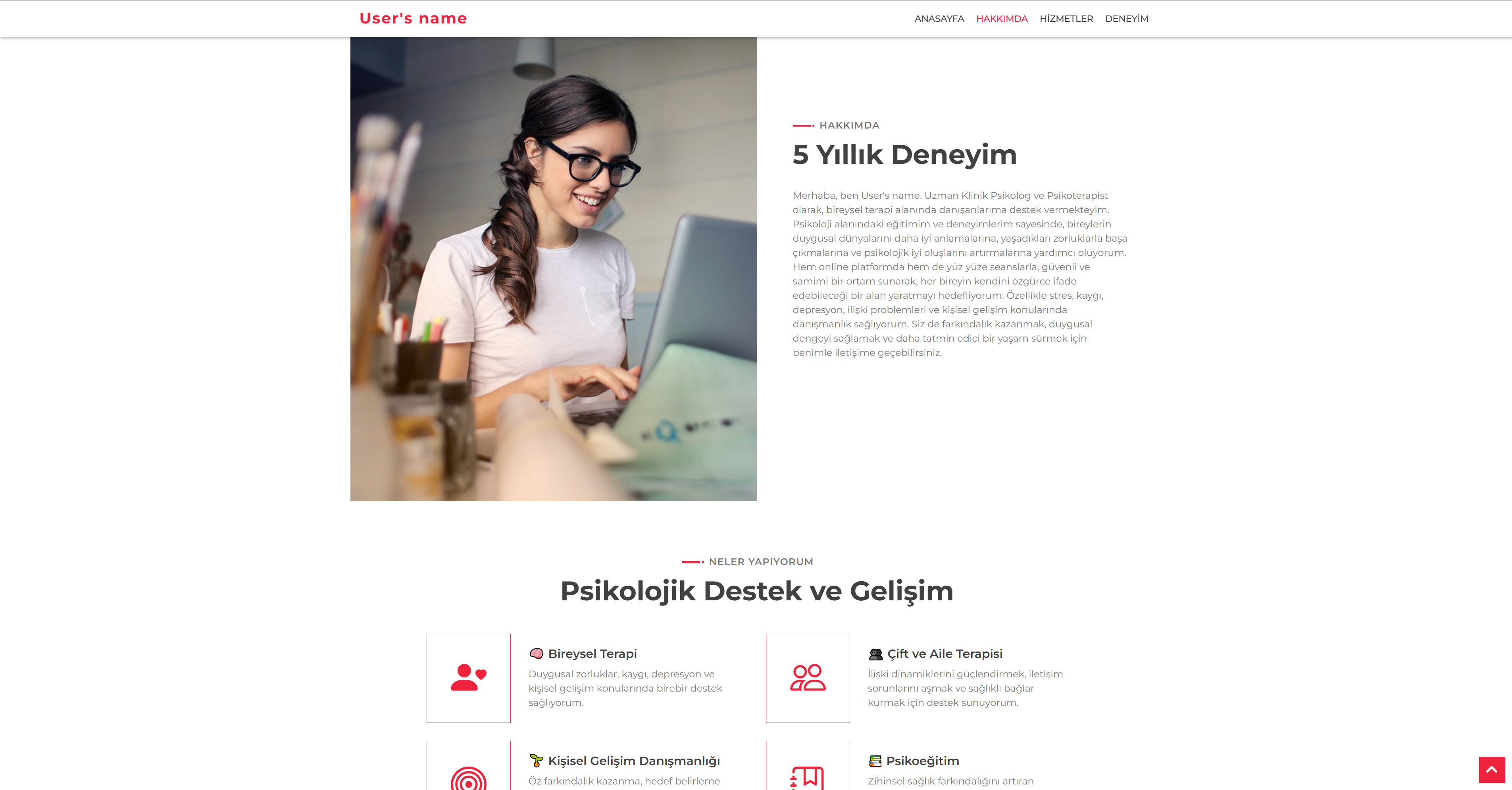 Psikoloji projesi hakkımızda sayfası