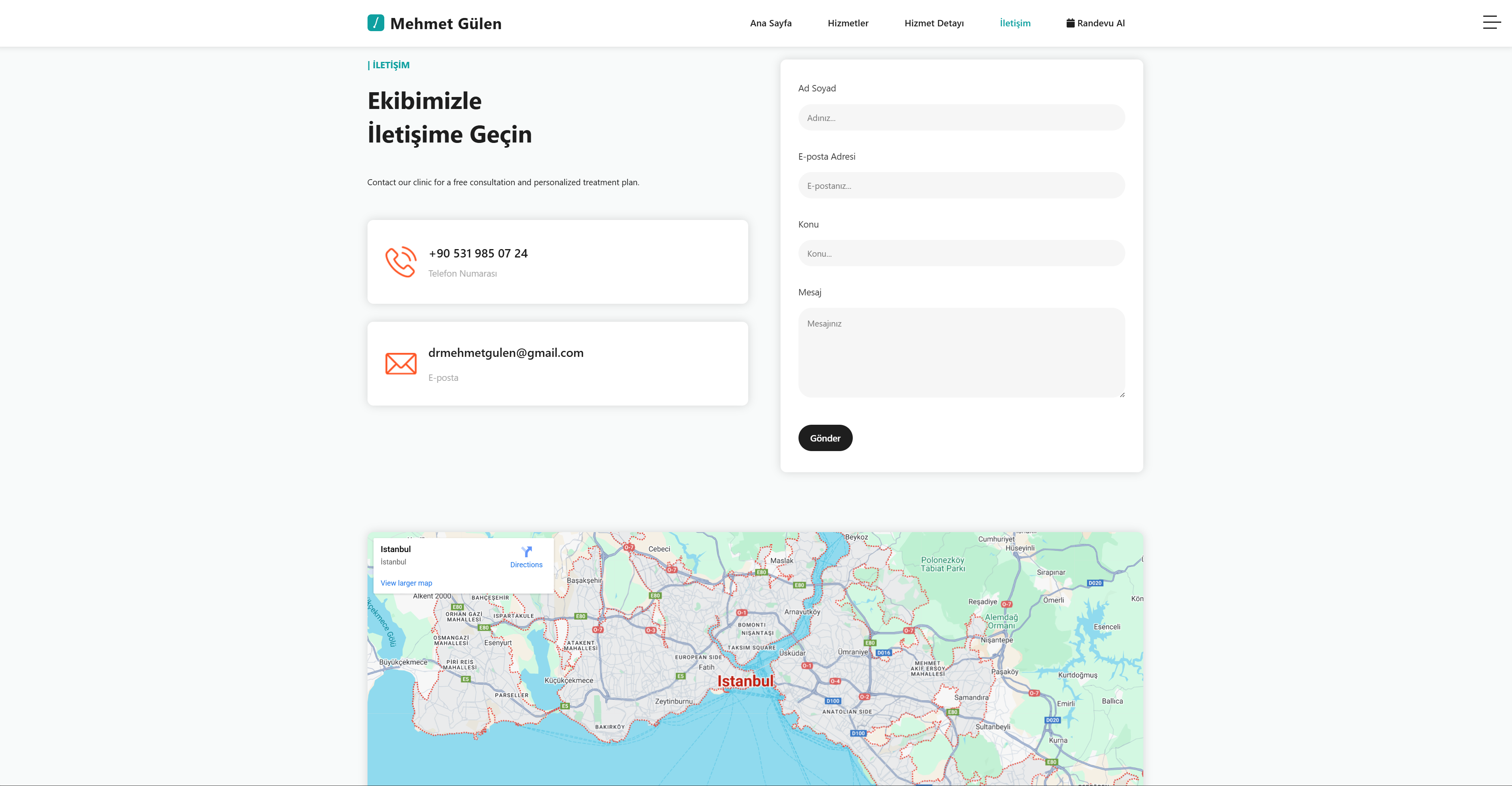Mehmet Gülen Saç Ekim iletişim sayfası