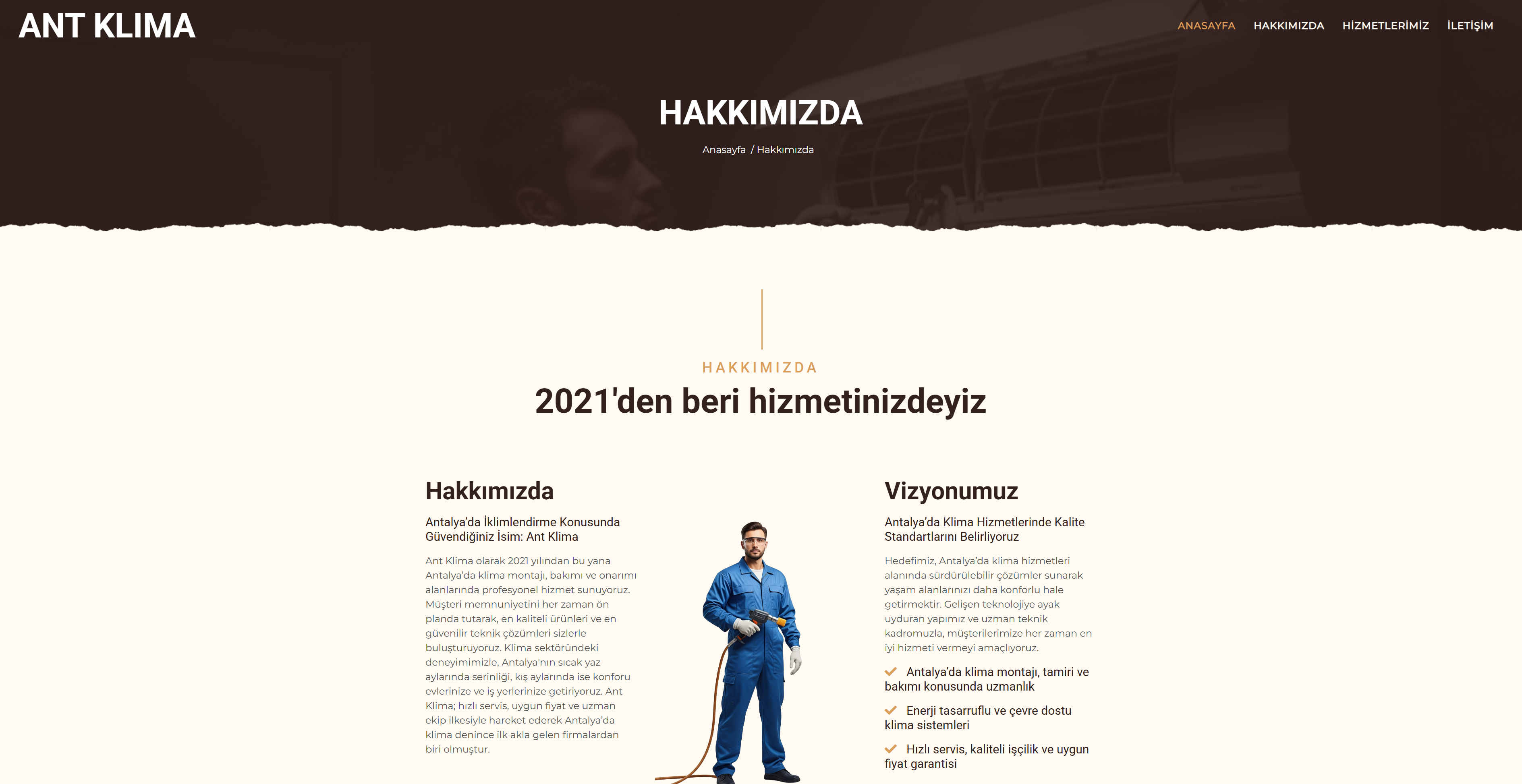 ANT KLIMA hakkımızda sayfası